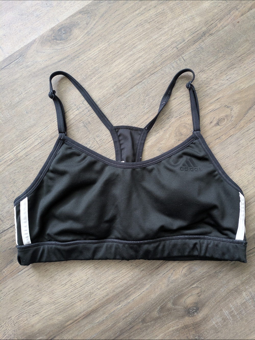 adidas Black & White Thin-Strap Racerback Sports Bra